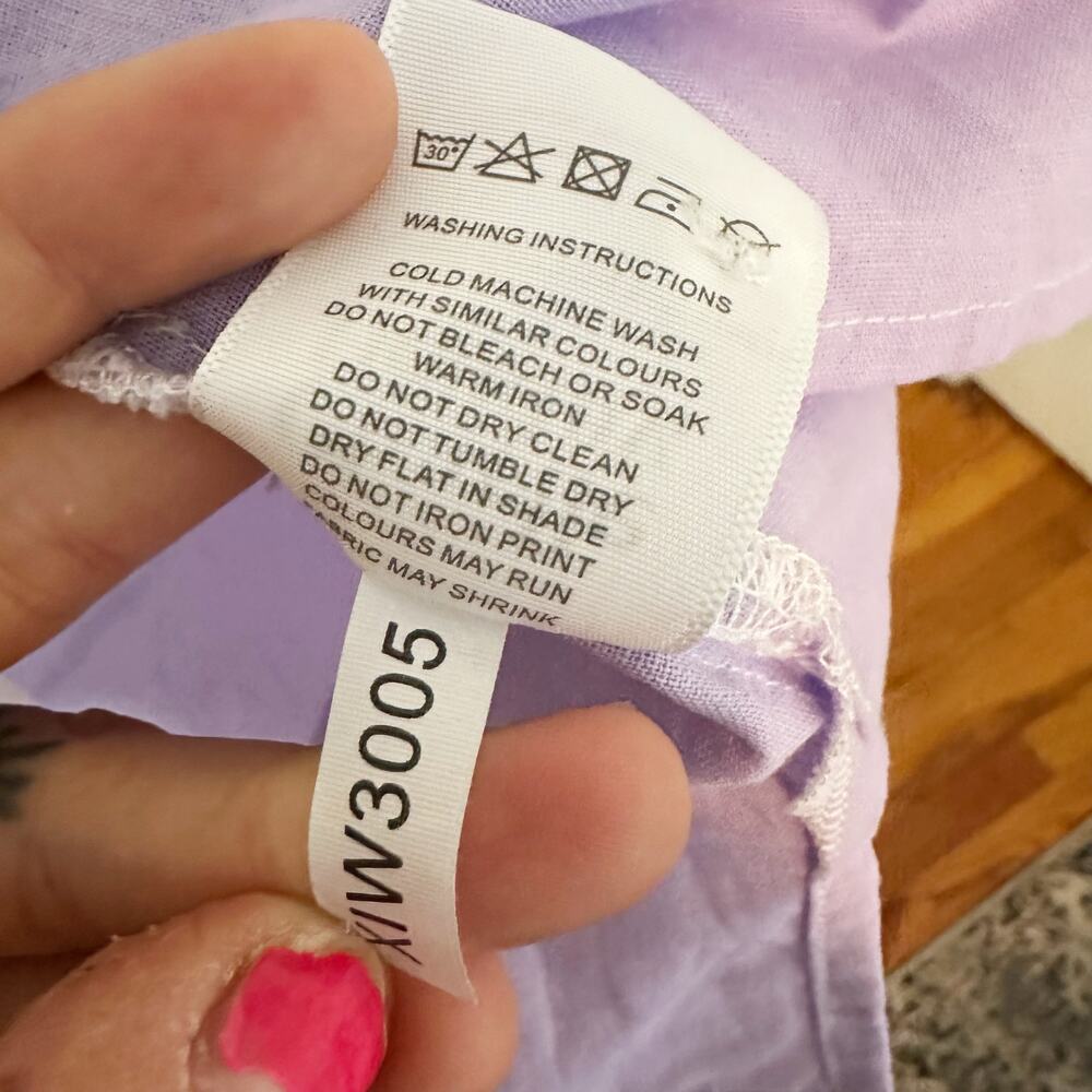 Charlie Holiday Colorblock Linen Cotton Button Up Shirt Dress Small Lavender - Picture 5 of 7